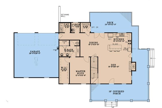 Floor Plan - Main Floor for Cottage House Plan #923-454 - 3 bed, 2.5 bath