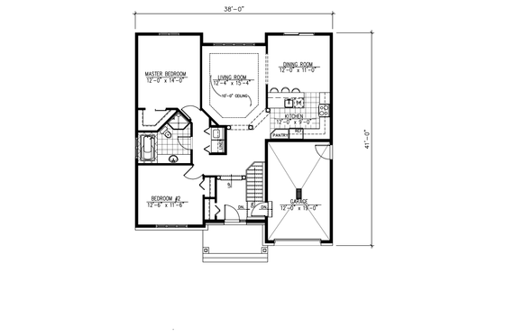 Floor Plan - Main Floor for Craftsman House Plan #138-359 - 2 bed, 1 bath