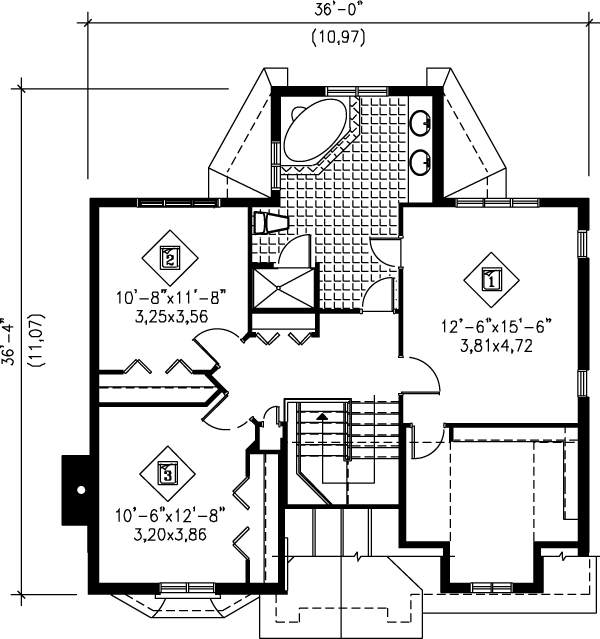 European Floor Plan - Upper Floor Plan #25-299