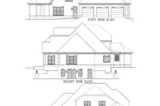 Exterior - Rear Elevation for European House Plan #71-124 - 4 bed, 3.5 bath