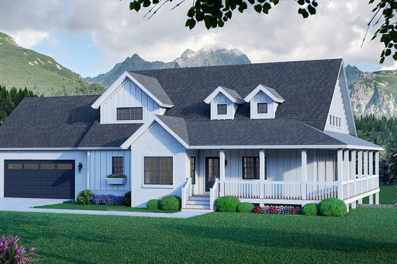House Blueprint - Farmhouse Exterior - Front Elevation Plan #932-1066