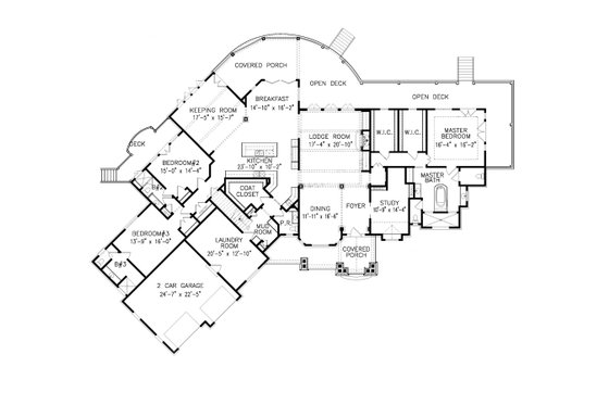 Floor Plan - Main Floor for Craftsman House Plan #54-412 - 4 bed, 4.5 bath