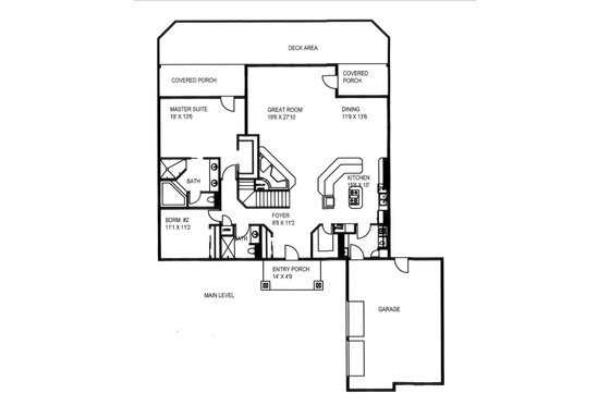 Floor Plan - Main Floor for Craftsman House Plan #117-891 - 4 bed, 4 bath