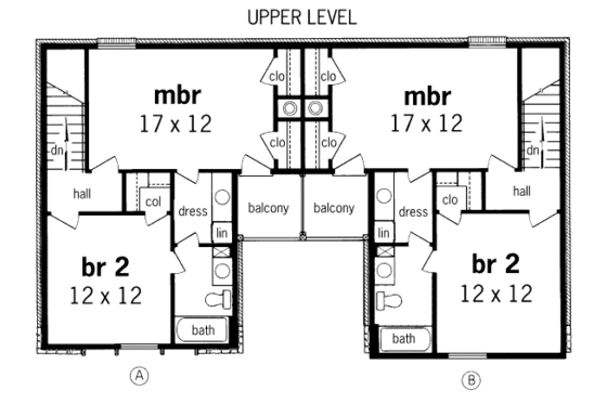 Floor Plan - Upper Floor for Traditional House Plan #45-294 - 2 bed, 1.5 bath