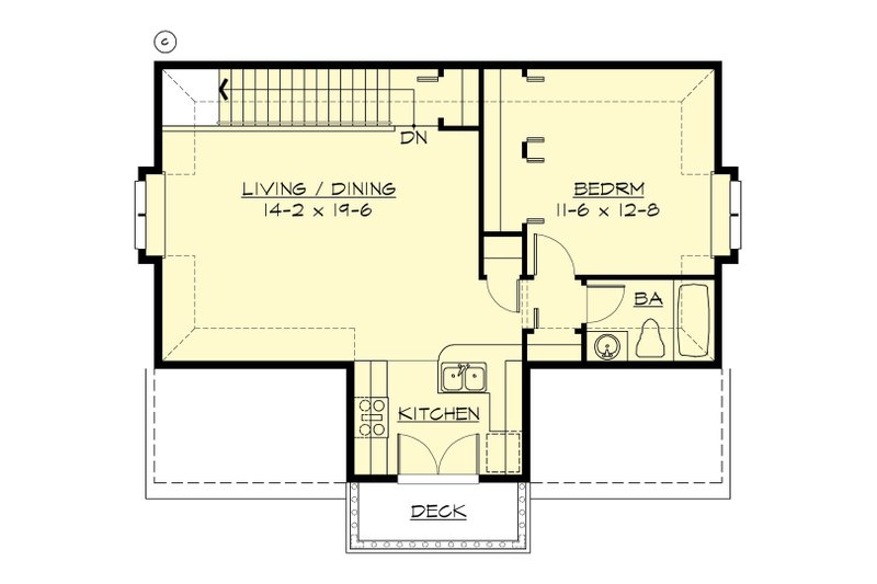 House Design - Floor Plan - Upper Floor for Cottage House Plan #132-189 - 1 bed, 1 bath