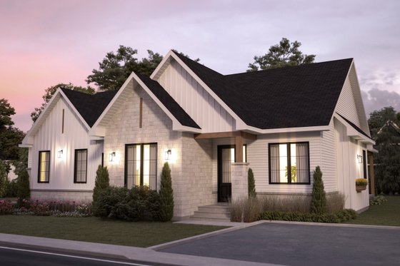 Exterior - Front Elevation 3 for European House Plan #23-2395 - 3 bed, 2 bath