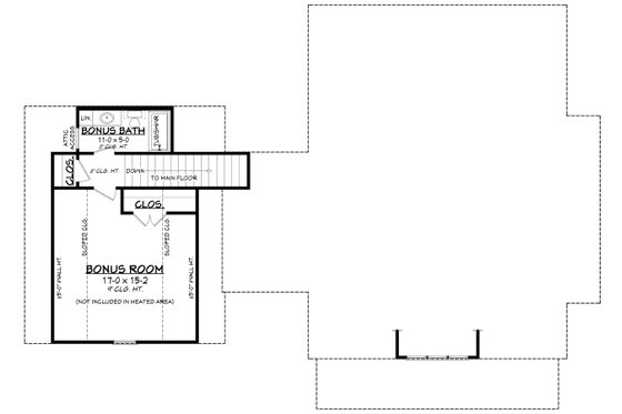 Floor Plan - Upper Floor for Farmhouse House Plan #430-256 - 2 bed, 2 bath