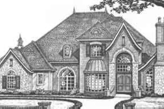 Exterior - Front Elevation for European House Plan #310-512 - 4 bed, 3.5 bath