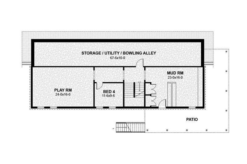 House Blueprint - Floor Plan - Lower Floor for Barndominium House Plan #497-1 - 4 bed, 2 bath
