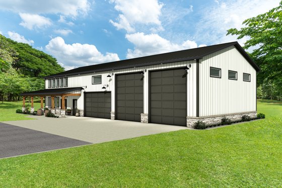 Exterior - Front Elevation 4 for Barndominium House Plan #1084-16 - 3 bed, 2.5 bath