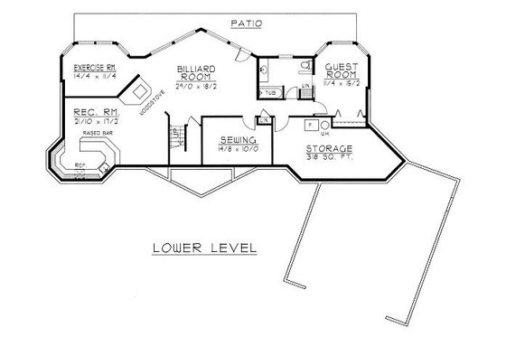 Floor Plan - Lower Floor for Contemporary House Plan #112-138 - 3 bed, 2.5 bath