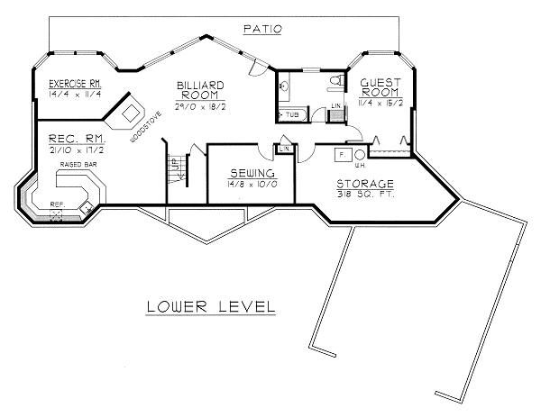 Contemporary Floor Plan - Lower Floor Plan #112-138