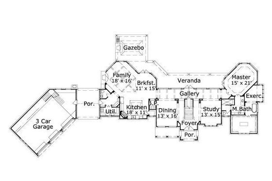 Floor Plan - Main Floor for European House Plan #411-570 - 3 bed, 2.5 bath