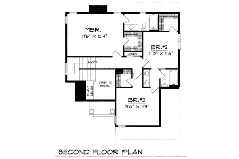 Dream House Plan - Floor Plan - Upper Floor for Traditional House Plan #70-200 - 3 bed, 2.5 bath