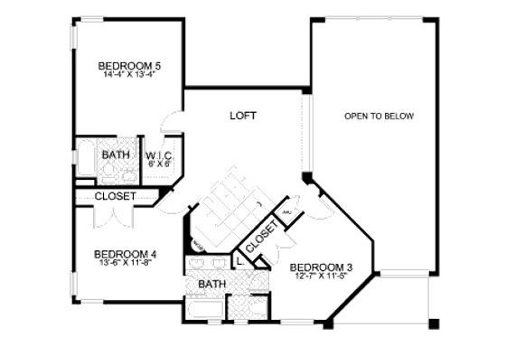 Floor Plan - Upper Floor for Mediterranean House Plan #420-143 - 5 bed, 4 bath