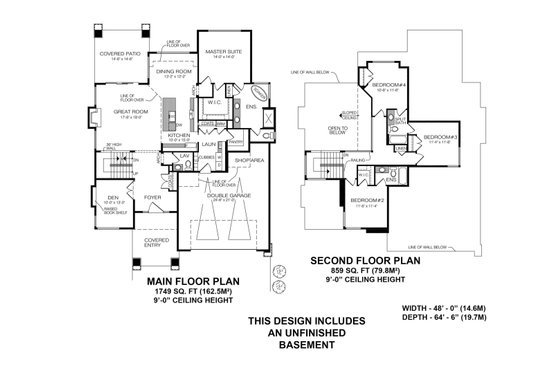 Floor Plan - Main Floor for Prairie House Plan #1100-53 - 4 bed, 3.5 bath