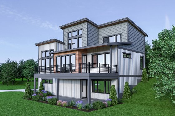 Exterior - Rear Elevation 1 for Contemporary House Plan #1070-45 - 3 bed, 2.5 bath