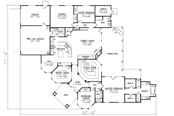 Floor Plan - Main Floor for Mediterranean House Plan #1-700 - 4 bed, 3 bath