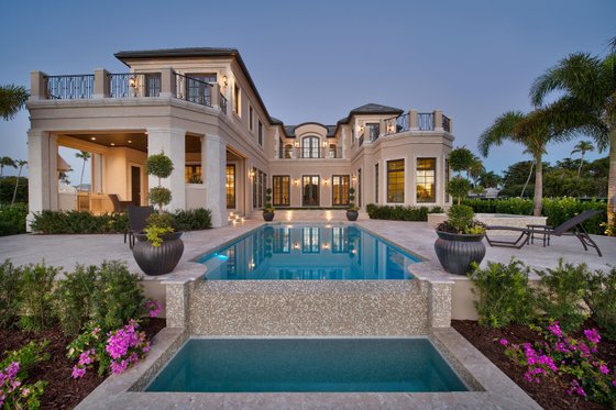 Exterior - Rear Elevation for Mediterranean House Plan #548-5 - 5 bed, 5.5 bath