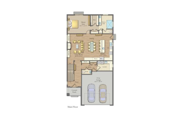 Floor Plan - Main Floor for Craftsman House Plan #1057-43 - 3 bed, 2.5 bath