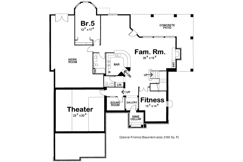 Home Plan - Floor Plan - Lower Floor for Traditional House Plan #20-1671 - 4 bed, 4 bath