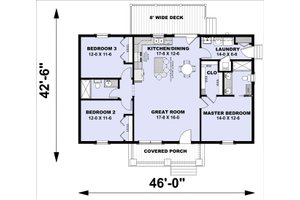 Floor Plan - Main Floor for Farmhouse House Plan #44-227 - 3 bed, 2 bath