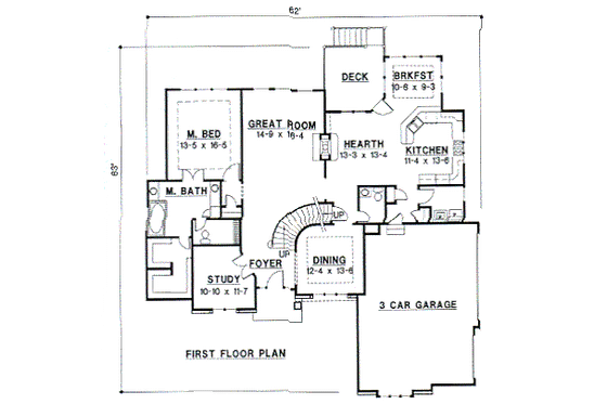 Floor Plan - Main Floor for European House Plan #67-226 - 4 bed, 4 bath