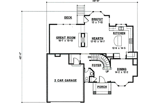 Floor Plan - Main Floor for Traditional House Plan #67-810 - 4 bed, 3 bath