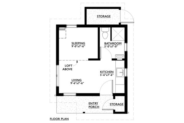 Cottage Style House Plan - 1 Beds 1 Baths 375 Sq/Ft Plan #890-9 ...