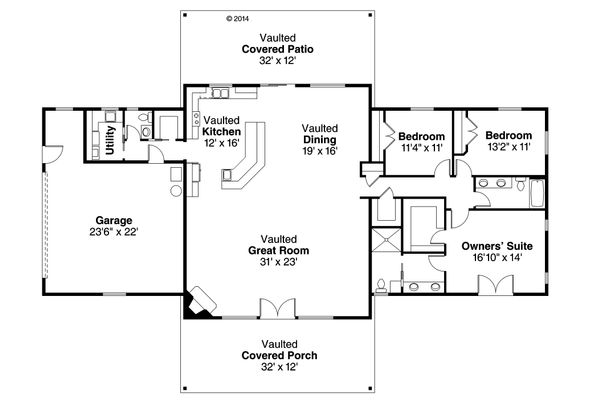 House Plan Design - Ranch Floor Plan - Main Floor Plan #124-955