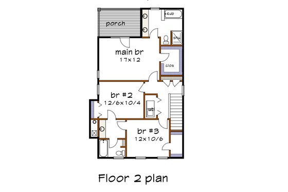 Floor Plan - Upper Floor for Craftsman House Plan #79-348 - 3 bed, 2.5 bath