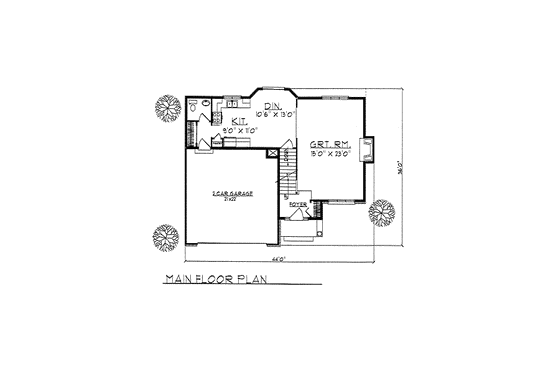 Floor Plan - Main Floor for Traditional House Plan #70-149 - 3 bed, 2.5 bath