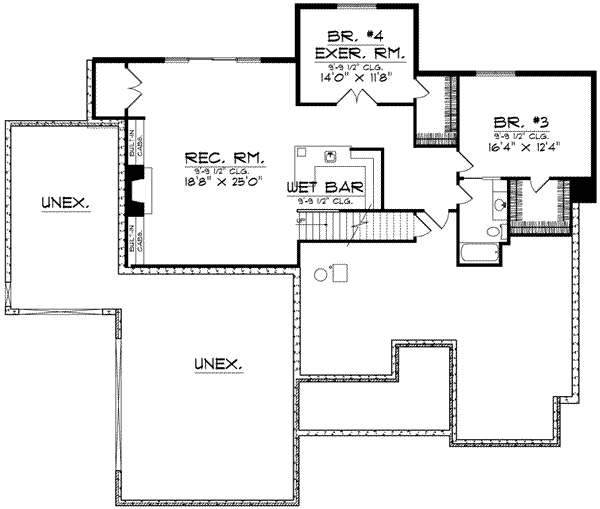 House Design - Traditional Floor Plan - Lower Floor Plan #70-586