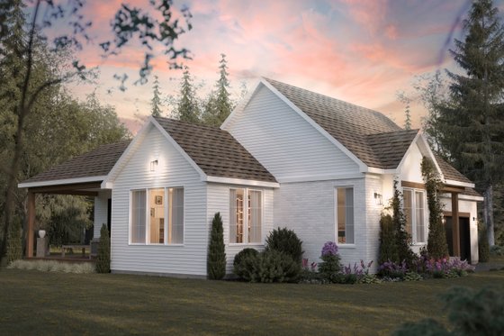 Exterior - Front Elevation 3 for European House Plan #23-1020 - 2 bed, 1 bath