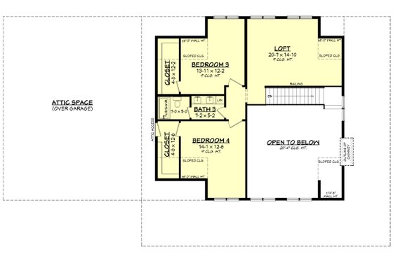 Floor Plan - Upper Floor for Barndominium House Plan #430-340 - 4 bed, 3 bath