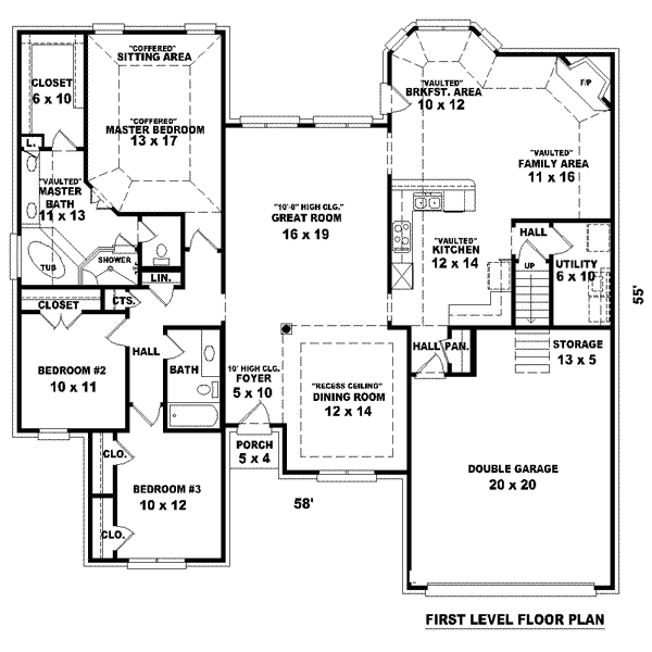 Floor Plan - Main Floor for European House Plan #81-1548 - 3 bed, 2 bath