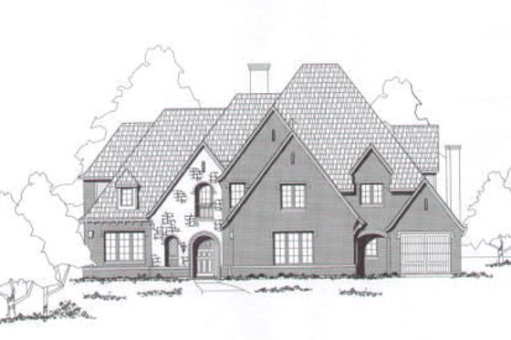 Exterior - Front Elevation for European House Plan #141-201 - 4 bed, 4.5 bath