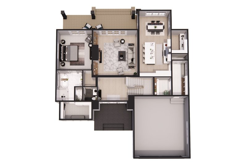 House Blueprint - Floor Plan - Main Floor 1 for Farmhouse House Plan #51-1302 - 3 bed, 3.5 bath