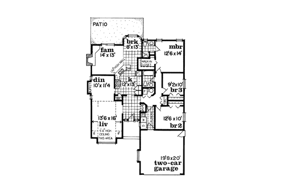 Floor Plan - Main Floor for Traditional House Plan #47-460 - 3 bed, 2 bath