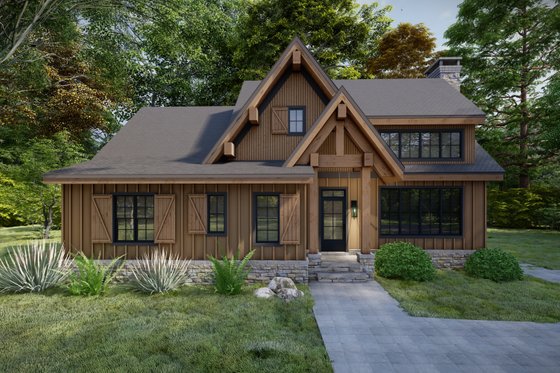 Exterior - Front Elevation 4 for Cabin House Plan #1094-18 - 3 bed, 2.5 bath