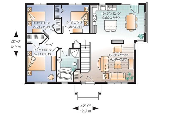 Floor Plan - Main Floor for Traditional House Plan #23-641 - 3 bed, 1 bath