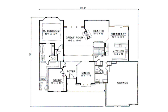 Floor Plan - Main Floor for European House Plan #67-237 - 5 bed, 4 bath