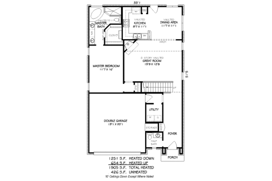 Floor Plan - Main Floor for European House Plan #424-39 - 3 bed, 2.5 bath