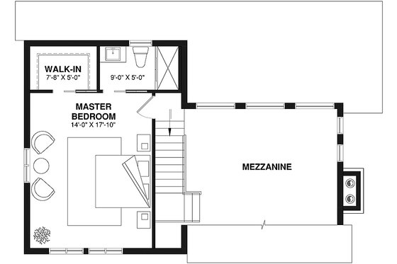 Floor Plan - Upper Floor for Modern House Plan #23-2019 - 3 bed, 2 bath