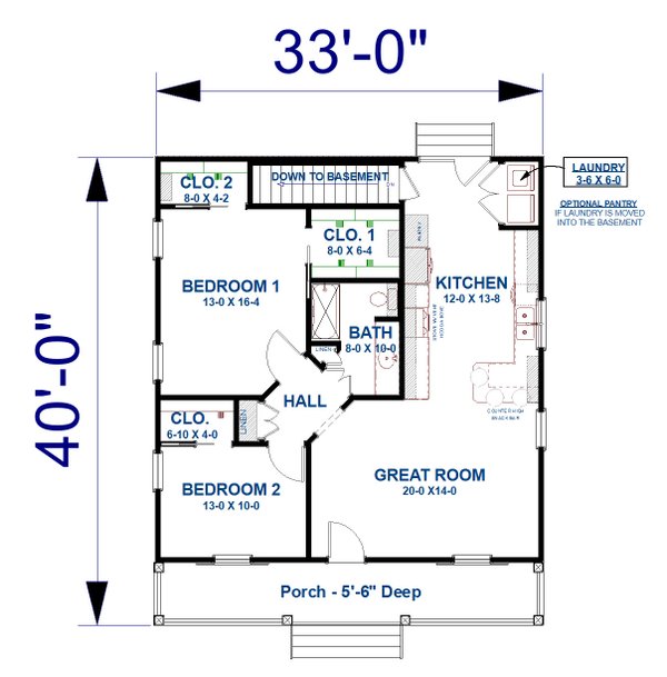 House Plan Design - Cottage Floor Plan - Main Floor Plan #44-260