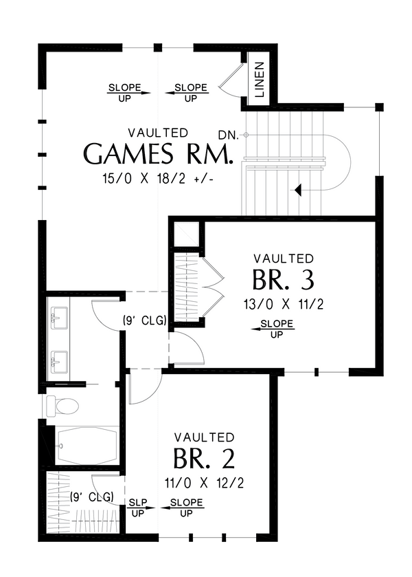 Contemporary Floor Plan - Upper Floor Plan #48-1080