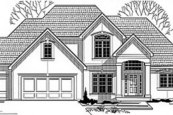 Exterior - Front Elevation for European House Plan #67-421 - 4 bed, 3.5 bath