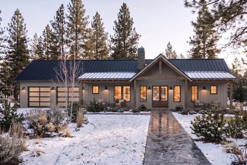 Exterior - Front Elevation 2 for Ranch House Plan #1105-22 - 3 bed, 2.5 bath