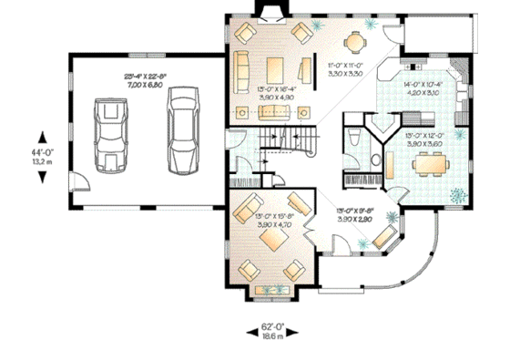 Floor Plan - Main Floor for Victorian House Plan #23-370 - 3 bed, 2.5 bath
