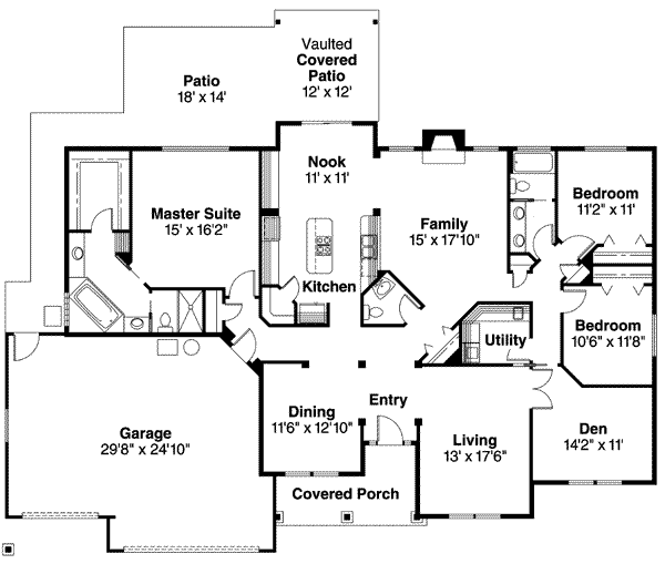 House Design - Traditional Floor Plan - Main Floor Plan #124-570